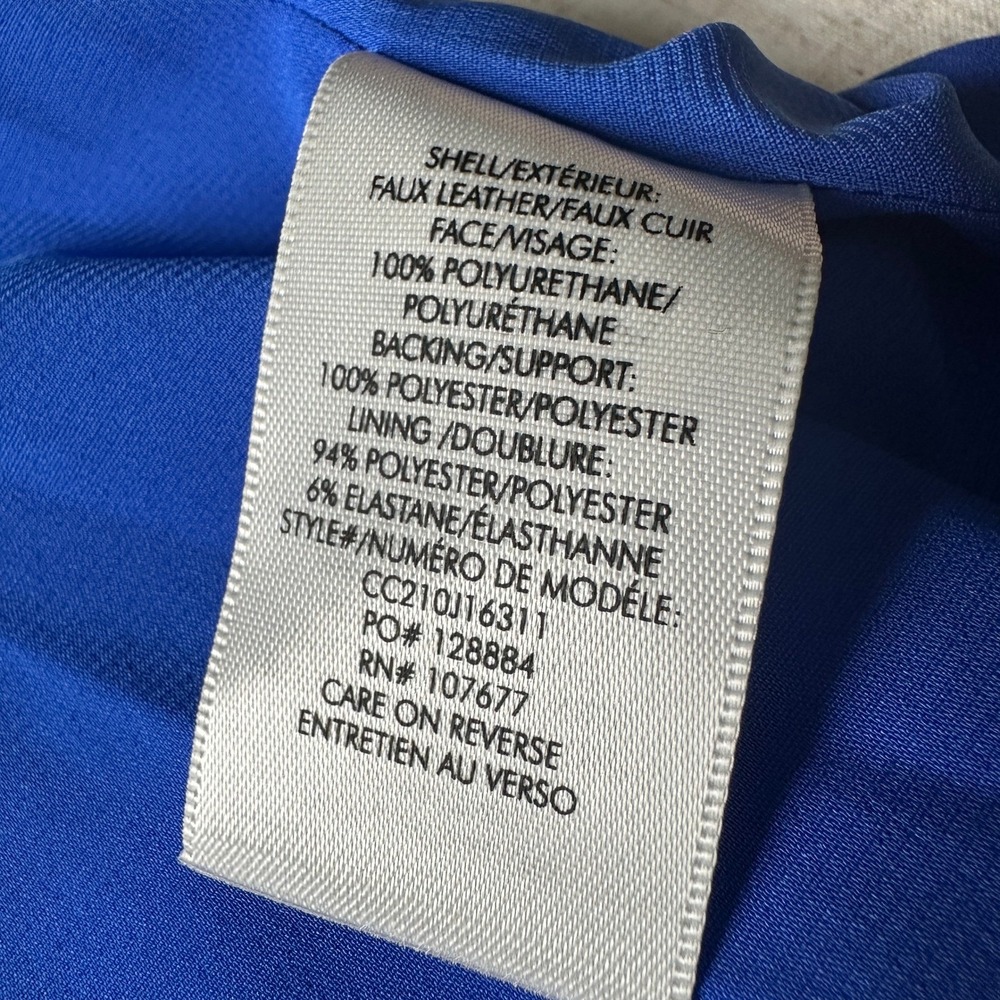 Alice + Olivia Emilie Vegan Leather Box Pleated Mini Skirt Size 6 | Royalty Blue - Picture 9 of 12